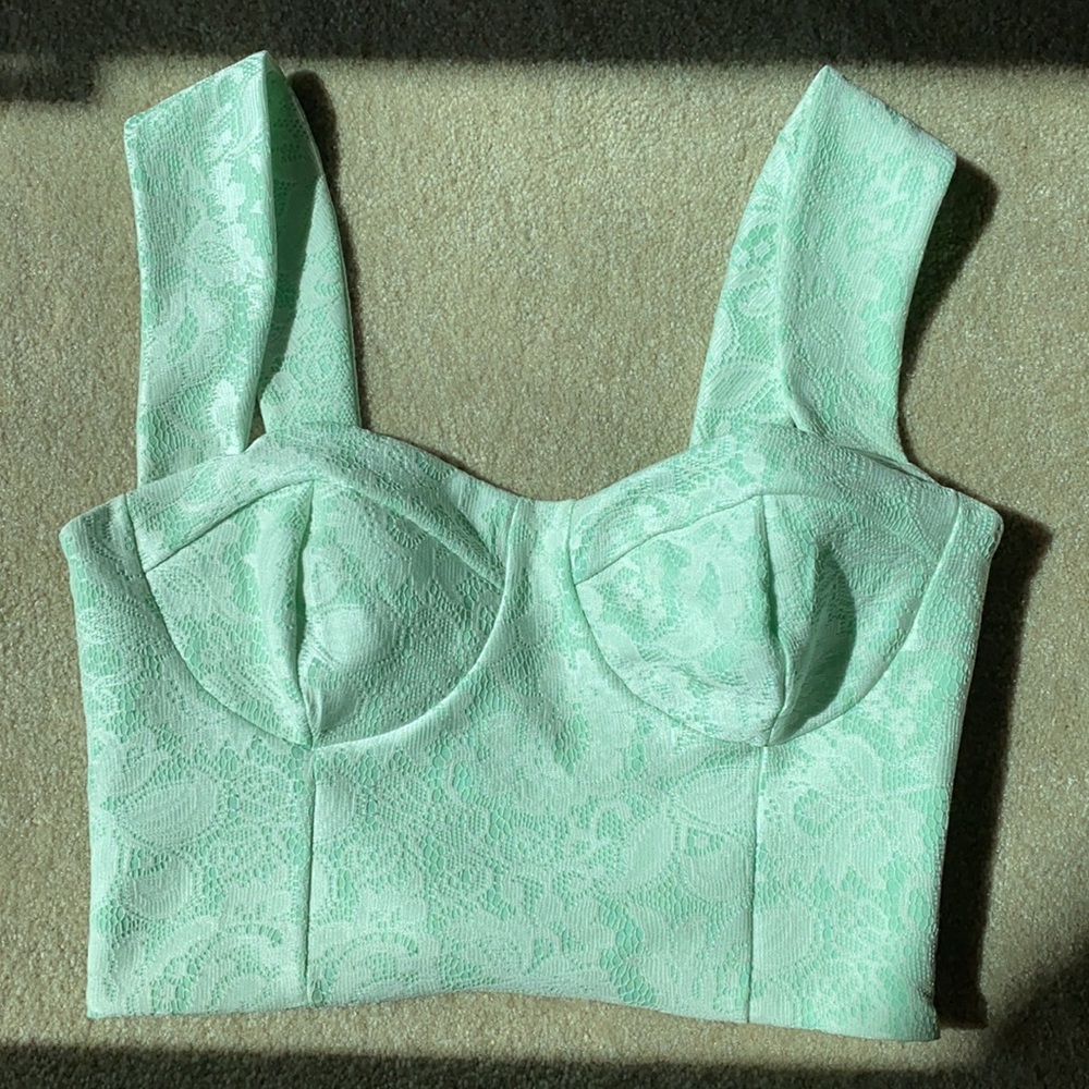 Jane Norman London mint green crop top bralette top like new UK 10
